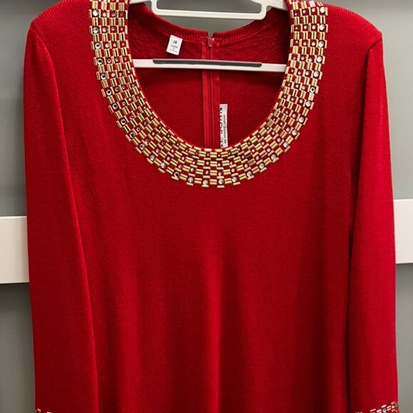 St. John Dresses & Skirts - St. John Embellished Red Knit Evening Dress - Marie Gray * Holiday Ready *